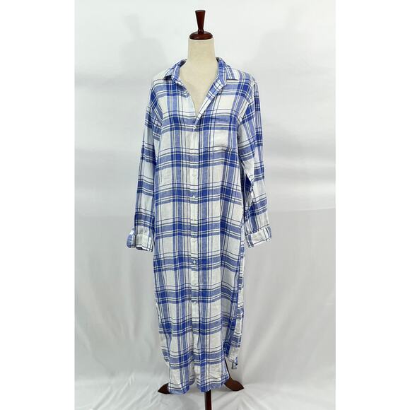 FRANK & EILEEN Sz L Large Plaid Linen Rory Maxi Shirt Dress - Picture 8 of 9